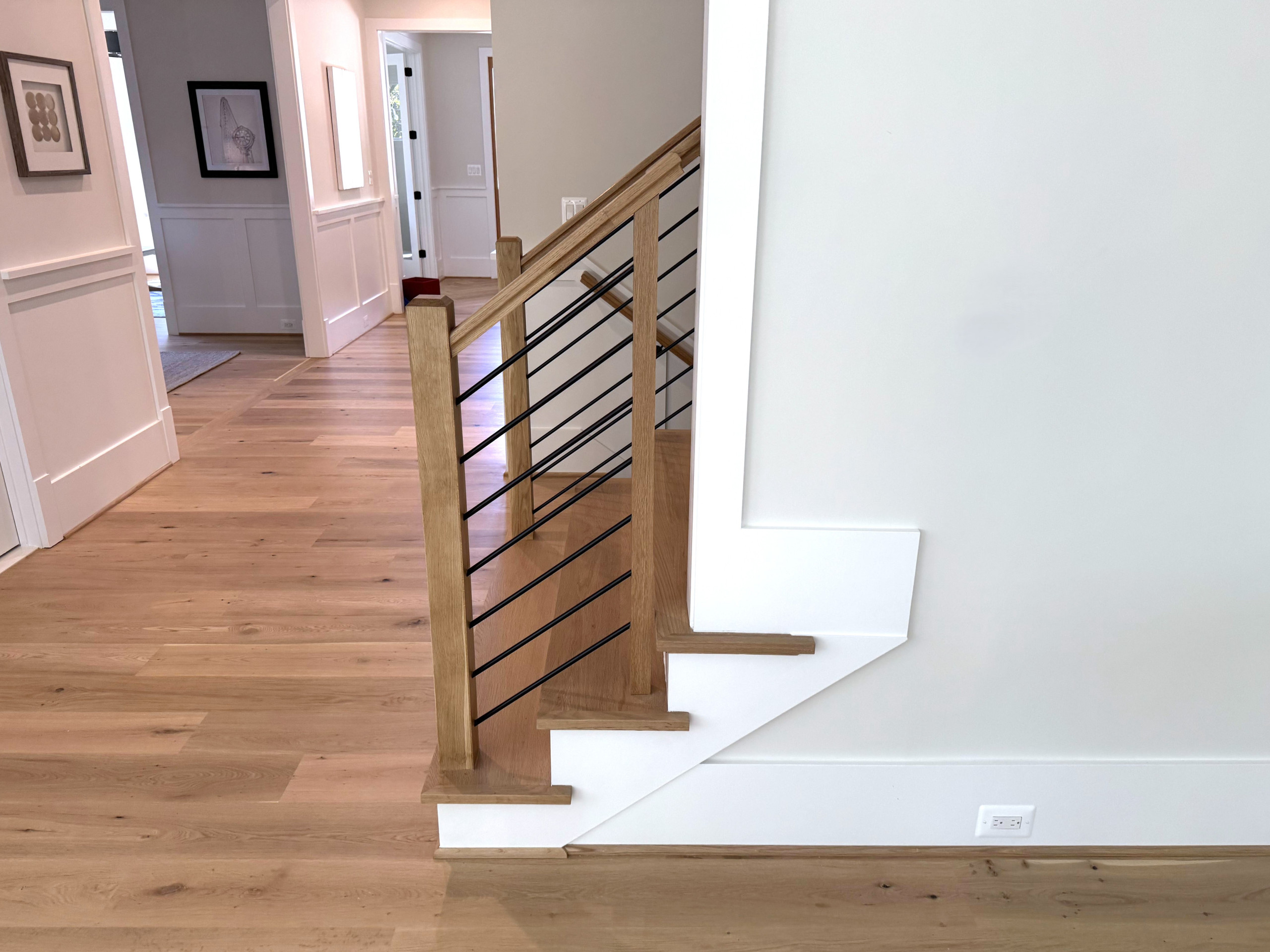 140_Modern White Oak Stair with Horizontal Bar Rail, Falls Church, VA 22043