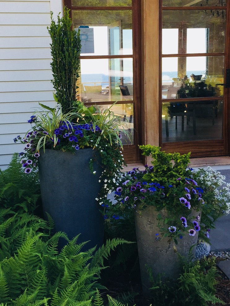 Inspiration for a traditional backyard shaded garden in Portland Maine.