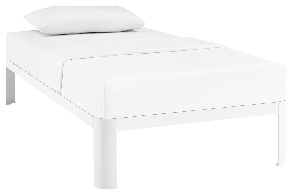 White Corinne Twin Bed Frame Contemporary Platform Beds by Trio