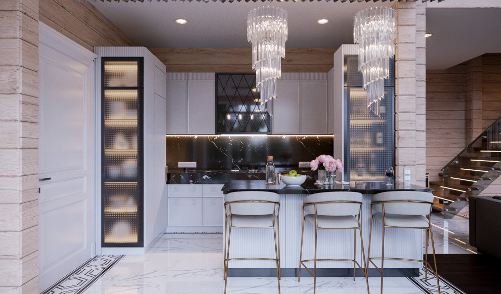 Гостиная-кухня в загородном доме