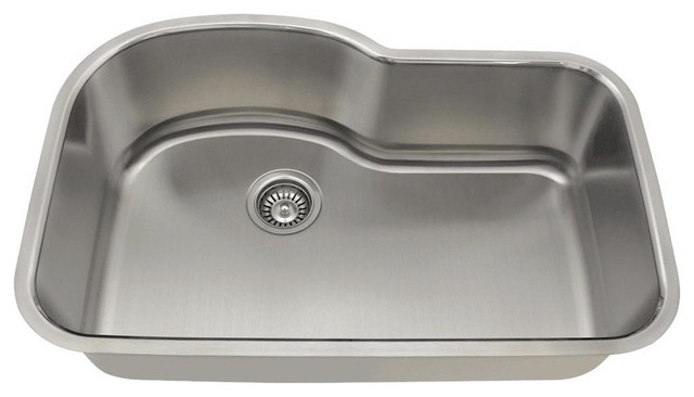 346 Offset Single Bowl Stainless Steel Sink, 16-Gauge, Sink Only