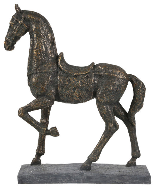 Polyresin 18.5" Horse, Bronze Contemporary Decorative Objects And