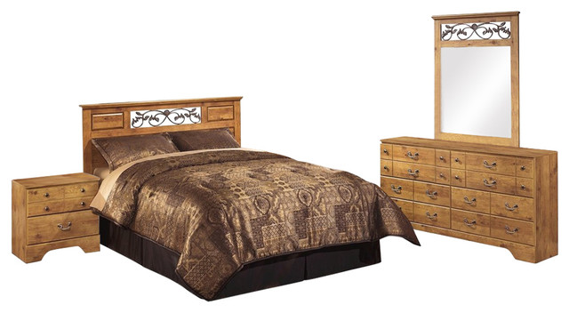 Ashley Bittersweet 4 Piece Queen Headboard Bedroom Set Brown