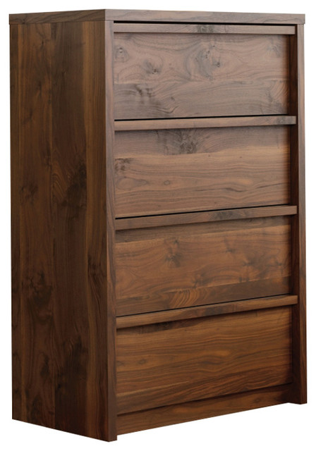 Sauder Harvey Park 4 Drawer Chest In Grand Walnut Transitional