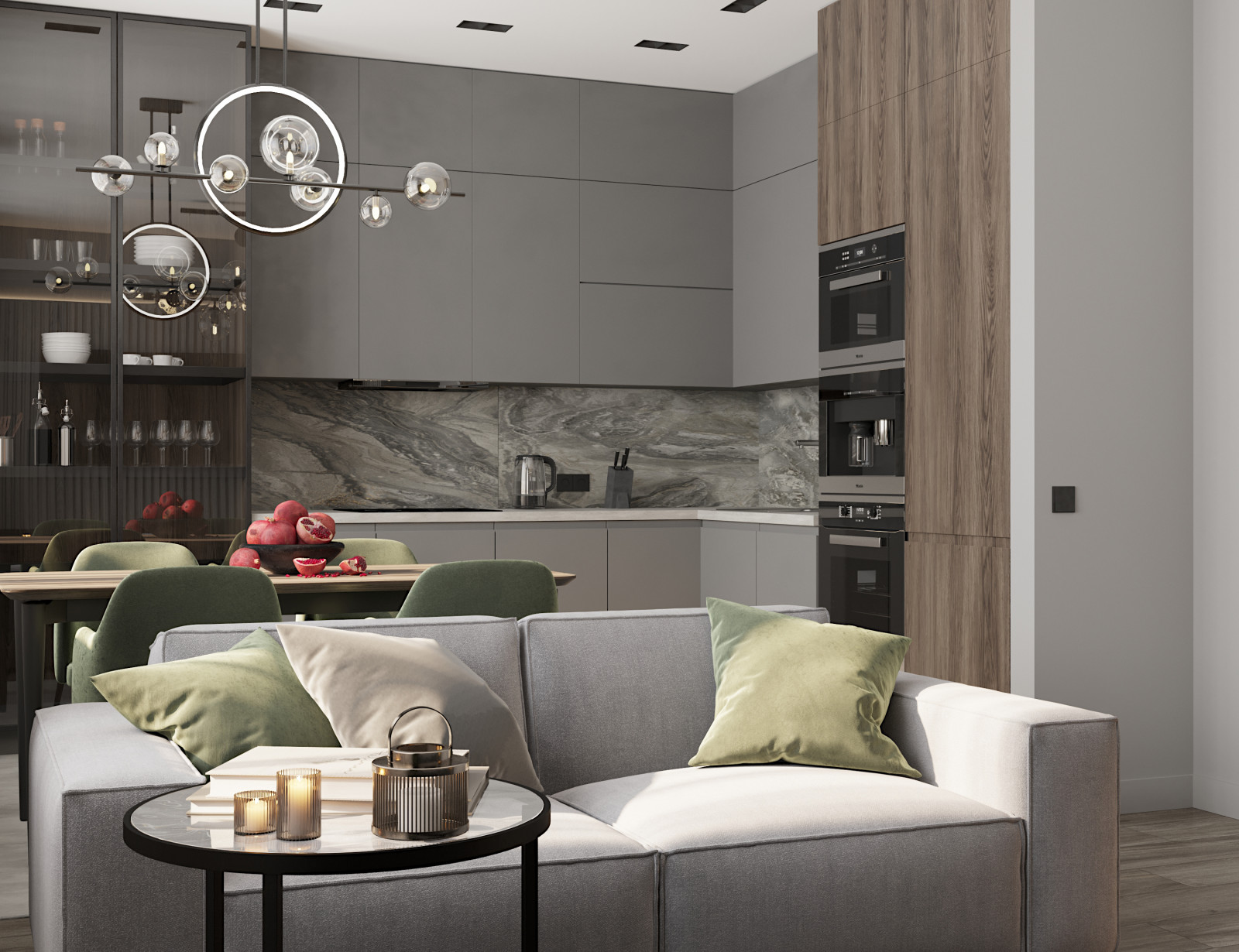 Кухня-гостиная 28 кв. м  в ЖК "Парковый", г. Белгород.