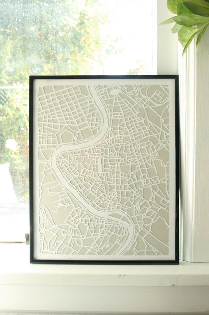 Hand Cut Paper Map of Rome by Vellum And Trace