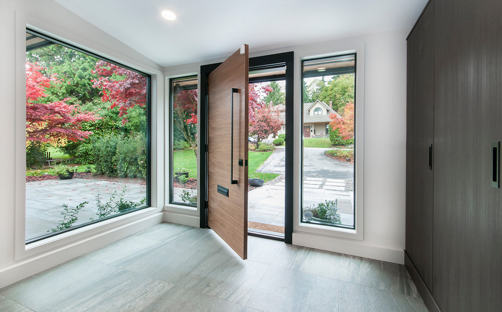 Photo of a contemporary entryway in Vancouver.