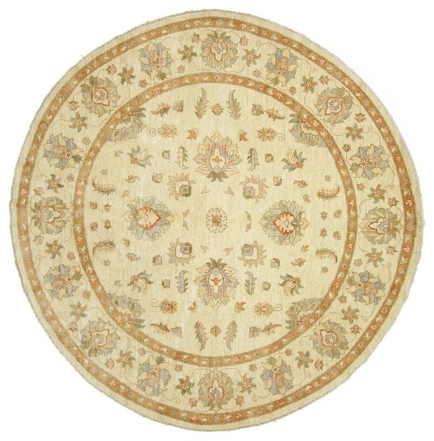 Ziegler Oriental Rug, Round, Pakistan Hand-Knotted Classic, 245x241 cm