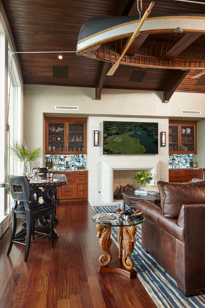 Photo of a beach style family room in Other.