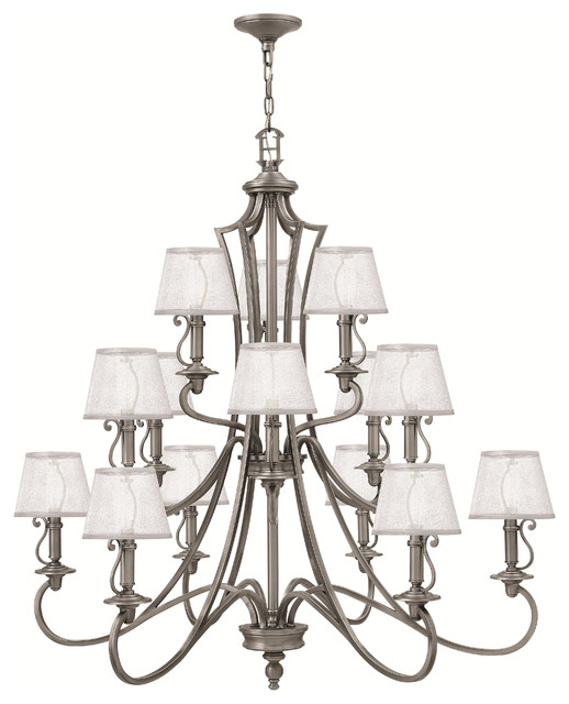 Plymouth 15 Light Chandelier Polished Antique Nickel Traditional Plymouth 15 Light Chandelier Polished Antique Nickel