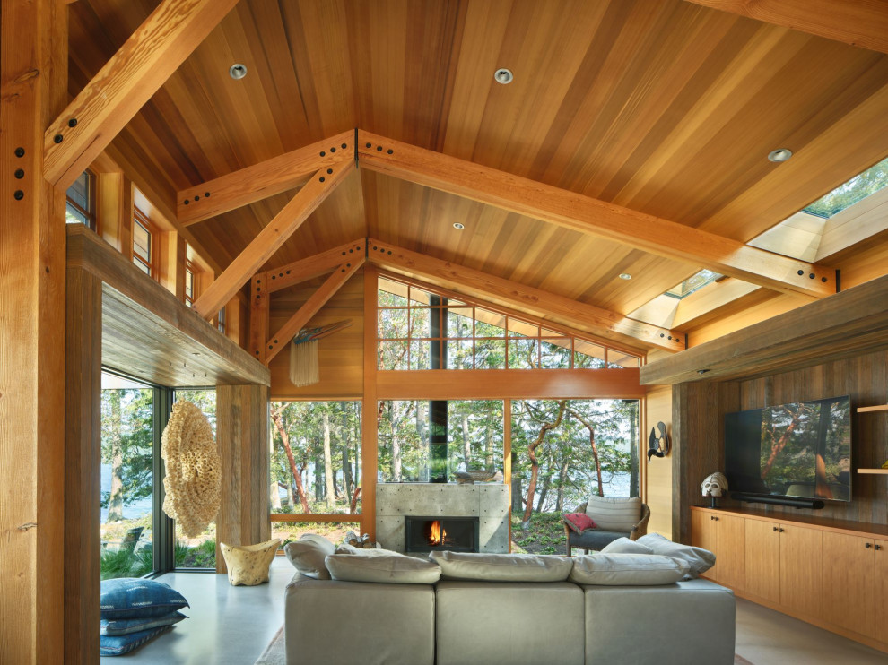 Living room - modern living room idea in Seattle