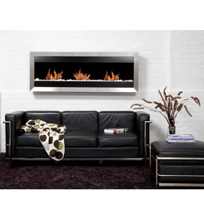 Inspiration for a large contemporary living room in New York with a standard fireplace.