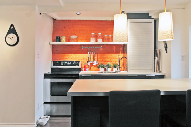 My Houzz: Creative Solutions Transform a Tricky Basement Studio transitional-kitchen