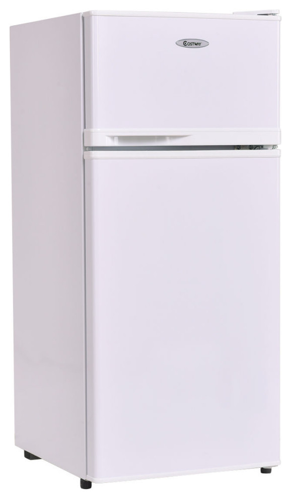 Costway 2 Doors 3.4 cu ft. Unit Compact Mini Refrigerator Freezer Cooler, 21''(W) x 42''(L) x 20