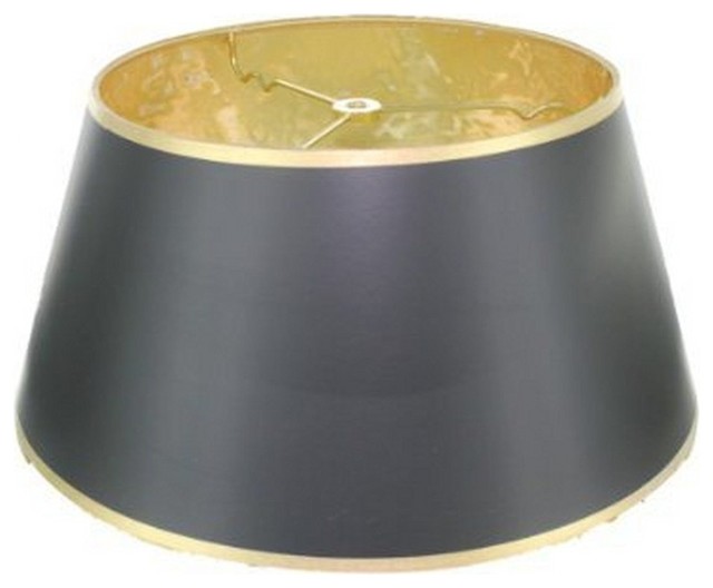 Glossy Black With Gold Lining 16 Bouillotte Style Lampshade Replacement