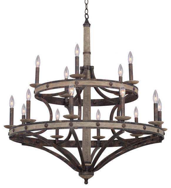 Coronado 38"x40.5" 15-Light Rustic Lodge Chandelier by Kalco