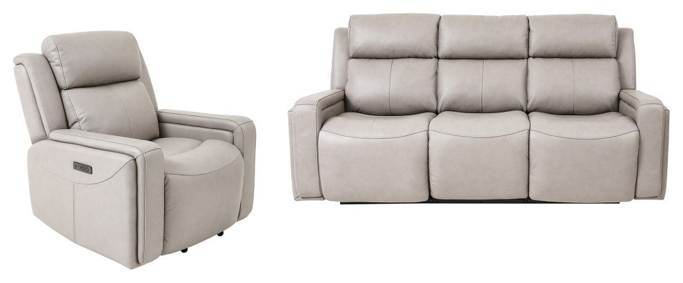 Claude Dual Power Headrest and Lumbar Support Reclining 2 Piece Sofa and...