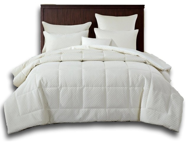 Soft Velvet Eggshell White Warm Plush 3d Pattern Comforter Set