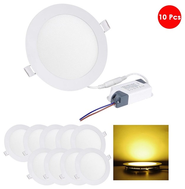 12w Led Recessed Ceiling Round Panel Light Lamp Bulbs Set Of 10