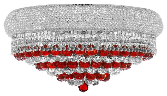 Moroccan Flush Chandelier With Red Balls Silver