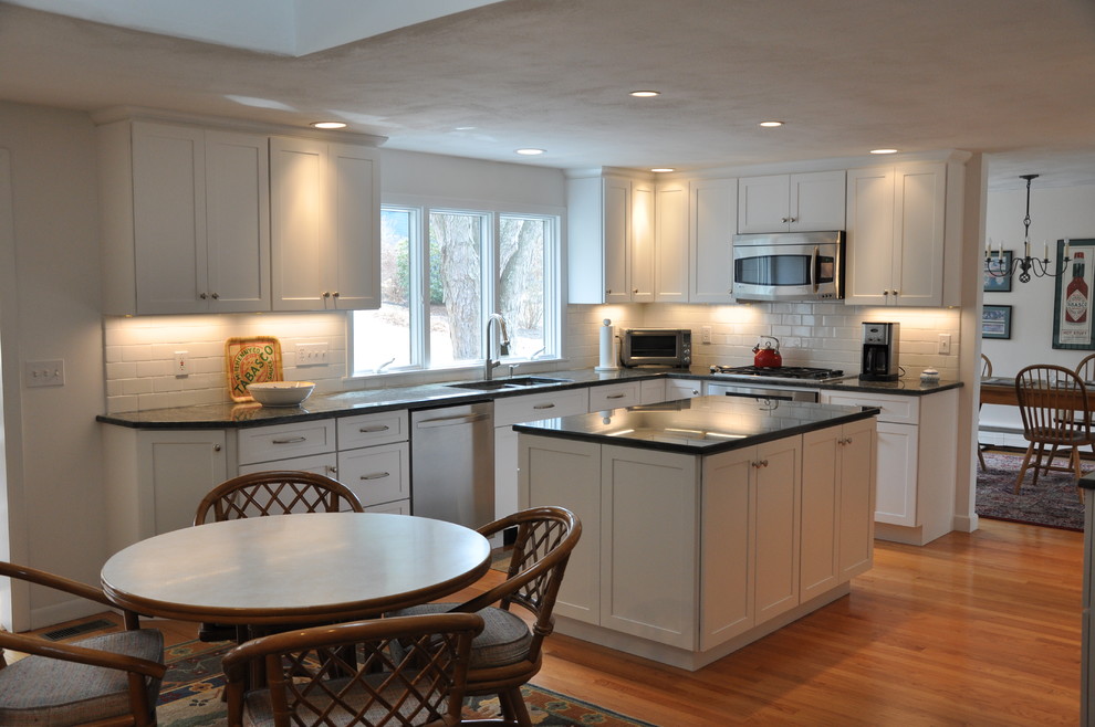 Example of a transitional kitchen design in Boston