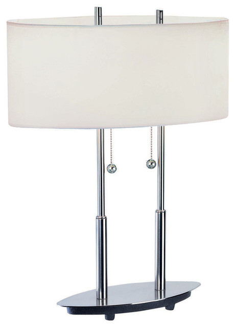 Table Lamp, Ps With Wht Fabric Shade, E27 CFL 13Wx2