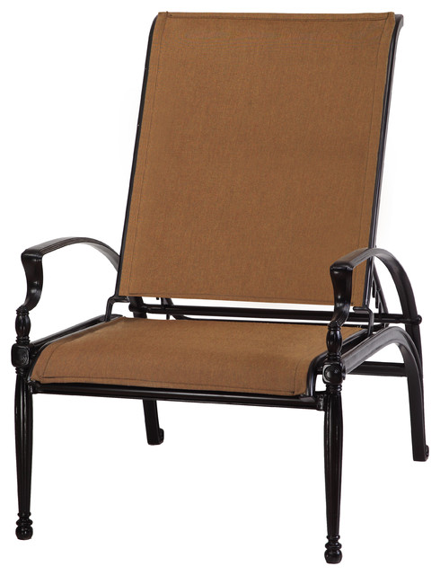 Bel Air Padded Sling Reclining Chair, Outdoor Patio Reclining Sling Chair With Ottoman