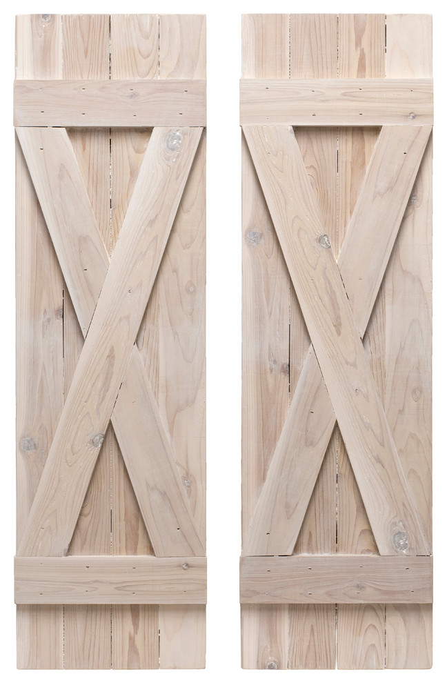 X Board and Batten Exterior Shutters Pair, 72" Traditional Exterior