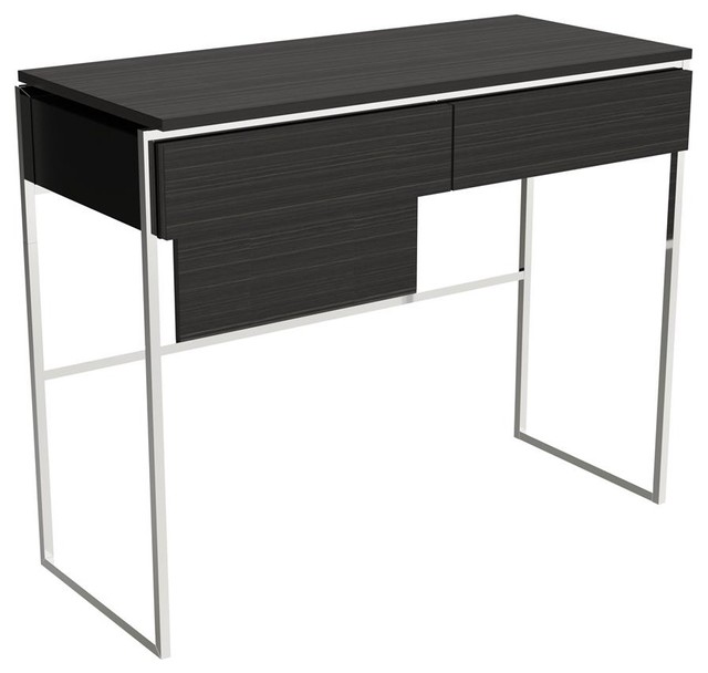 Federico Dressing Table, Black Stained Oak, Chrome Accent