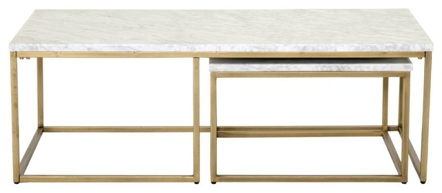 Orient Express Traditions Carrera Nesting Coffee Table White Marble Top Contemporary Tables By Unlimited Furniture Group - Carrera Marble Brass Nesting Coffee Table Orient Express Traditions Carrera Nesting Coffee Table White Marble Top Contemporary Tables By Unlimited Furniture Group - Carrera Marble Brass Nesting Coffee Table