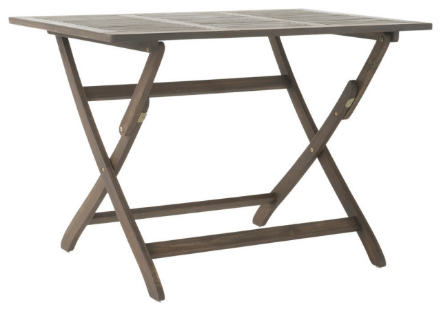 GDF Studio St. Nevis Outdoor Acacia Wood Foldable Dining Table, Gray