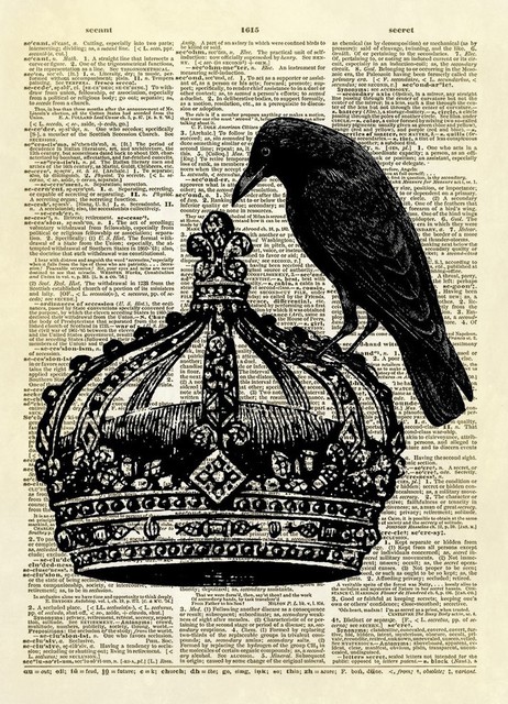 Antique Book page Art Print Bird Cage Tree Birds Vintage Dictionary Wall Art
