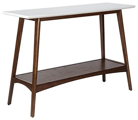 Madison Park Parker Mid-Century Modern Natural Wood Console Table, Pecan