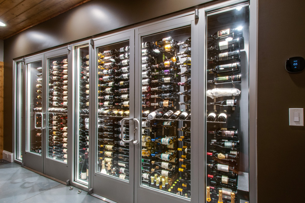 Basement contemporary wine cellar & tasting room