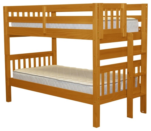 Bedz King Bunk Beds Twin Over With End Ladder Honey Bedz King Bunk Beds Twin Over With End Ladder Honey