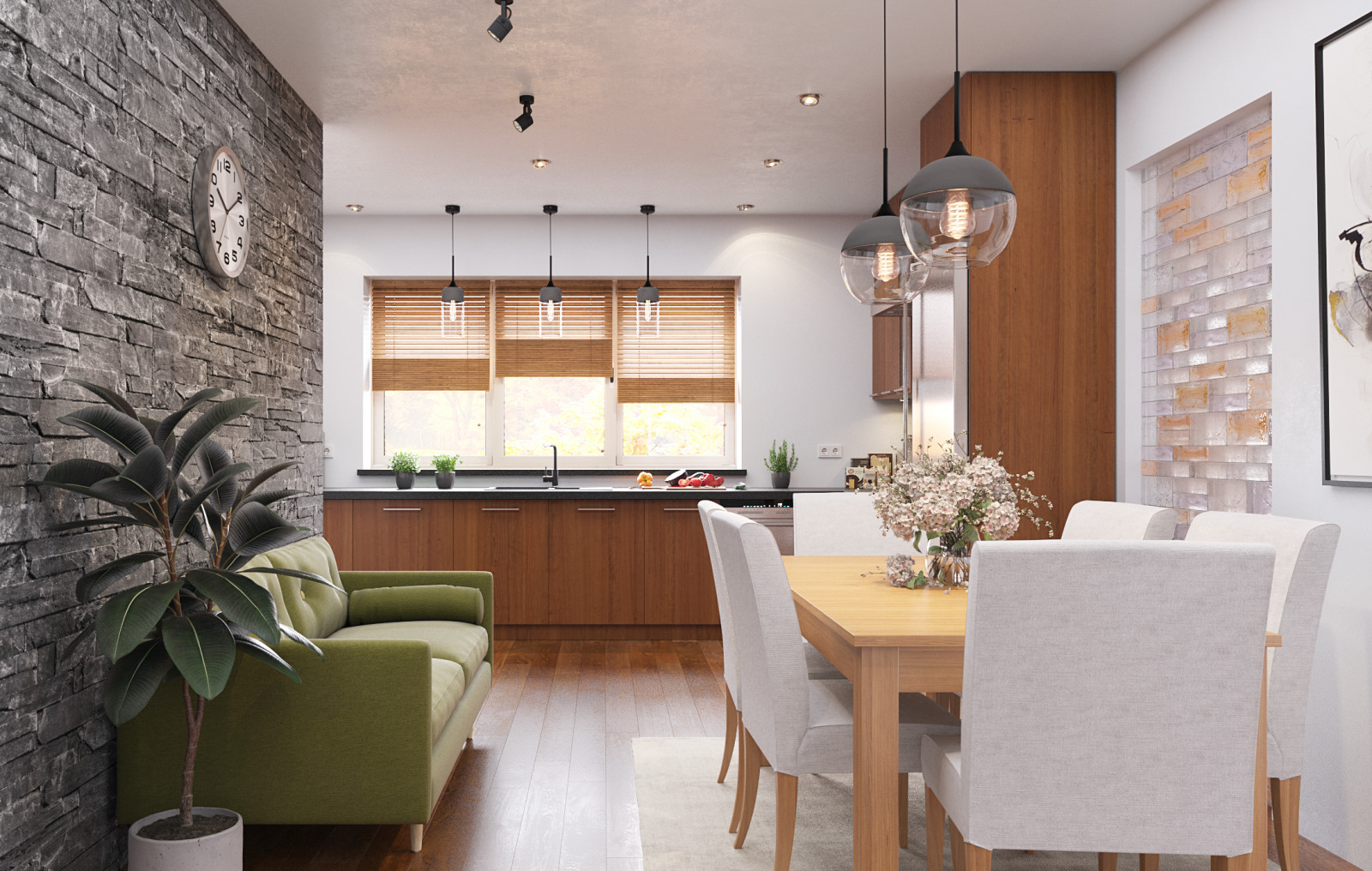 Кухня-столовая в загородном доме