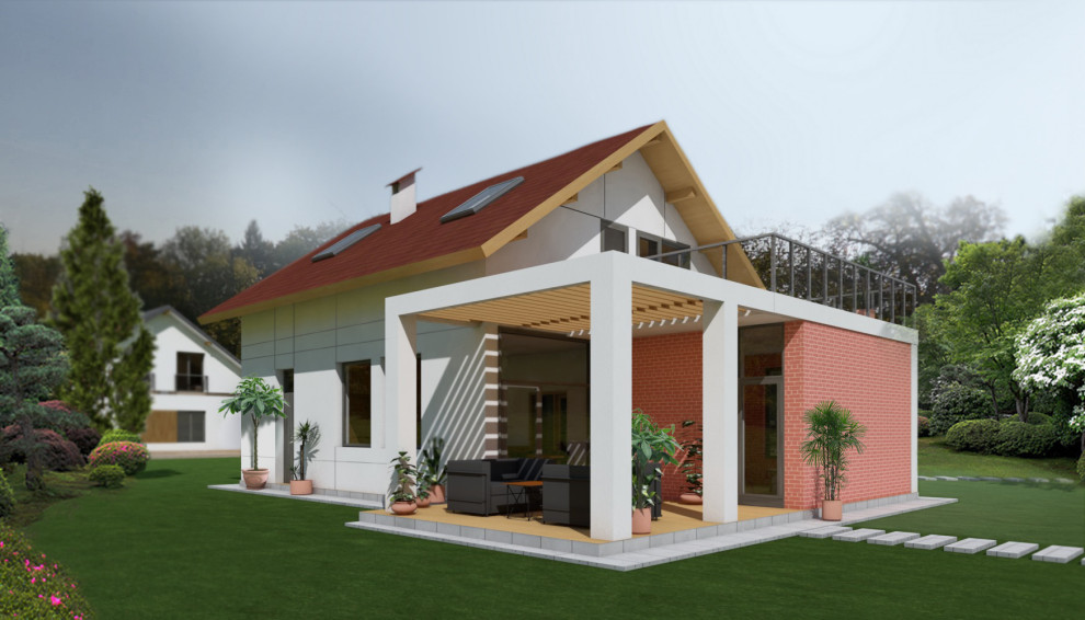 Дом с мансардой в приморском городе.