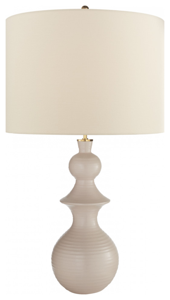 Saxon Table Lamp, 1-Light, Blush, Cream Linen Shade, 37.75"H
