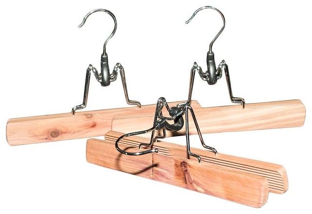 8 Pack Wooden Pant Hanger With Clamp, Wooden Clamp Pant Hangers