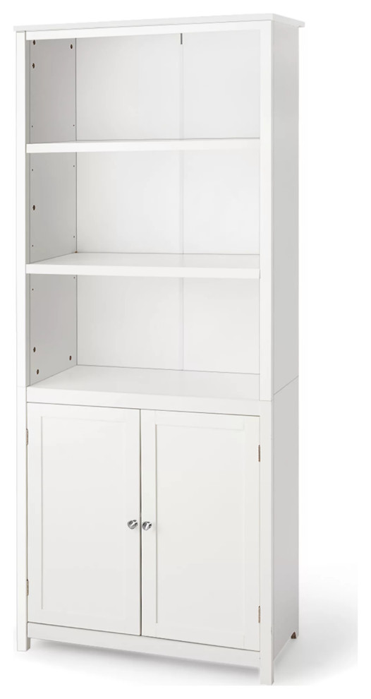 Contemporary Bookcase, Hardwood Frame With Storage & Pull