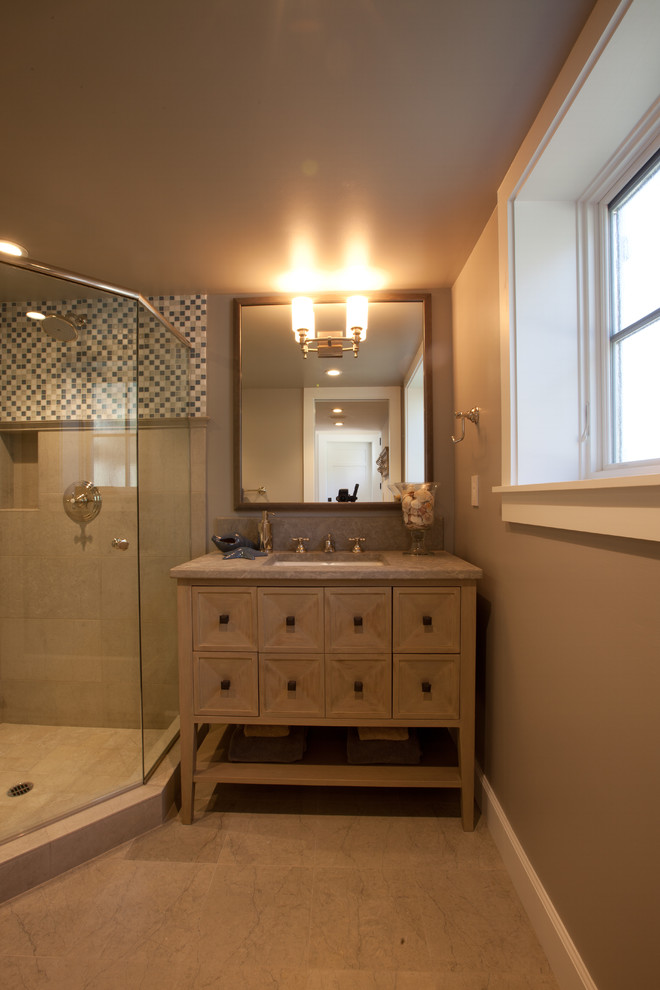 Photo of a transitional powder room in Orange County.