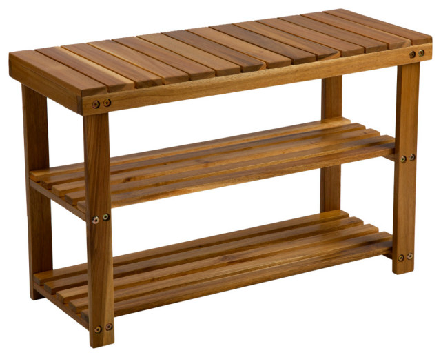 Wood Shoe Rack Bench Transitional Shoe Storage by Forest Grass
