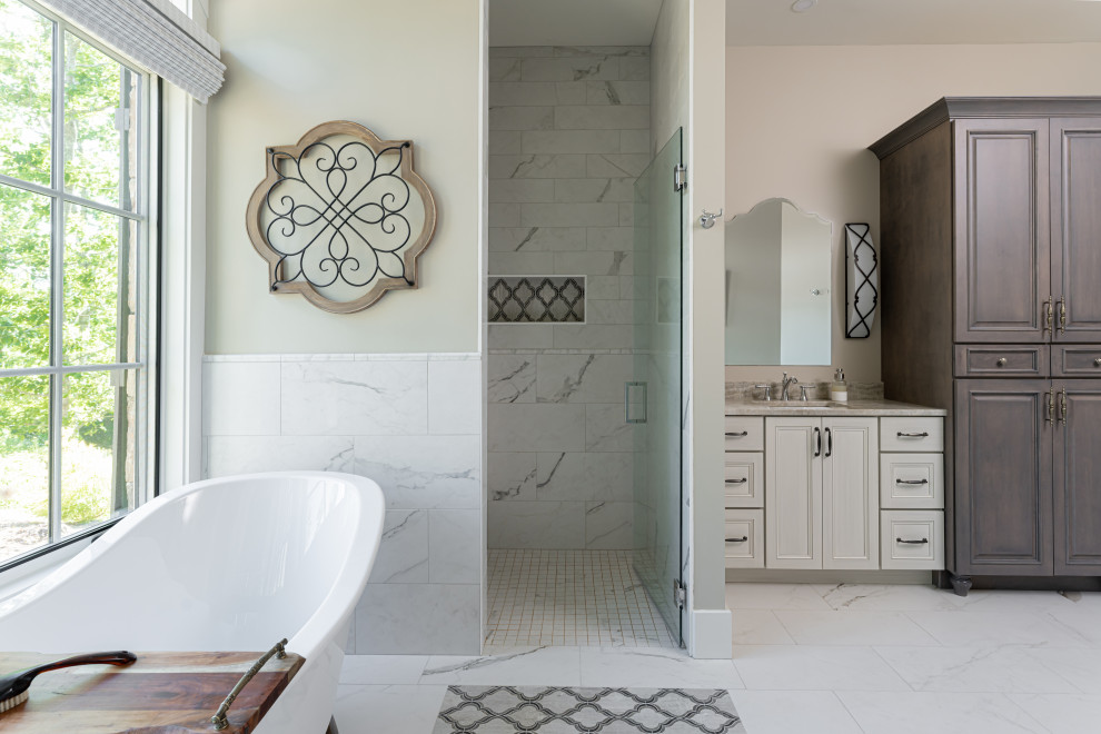 Inspiration for a mid-sized transitional bathroom remodel in Other