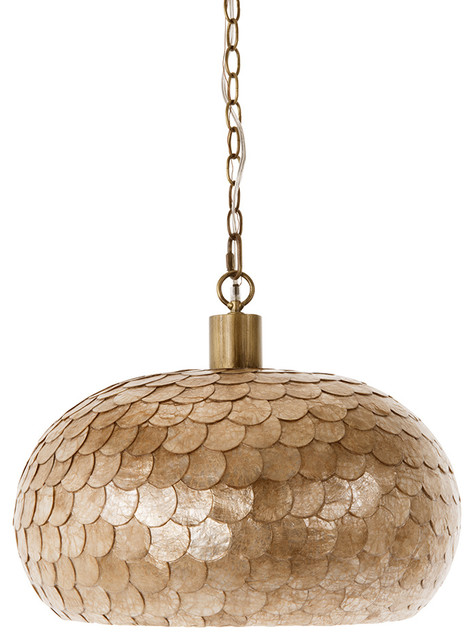 La Sirena Capiz Sea Shell Ball Pendant Lamp Champagne Color 1 Bulb