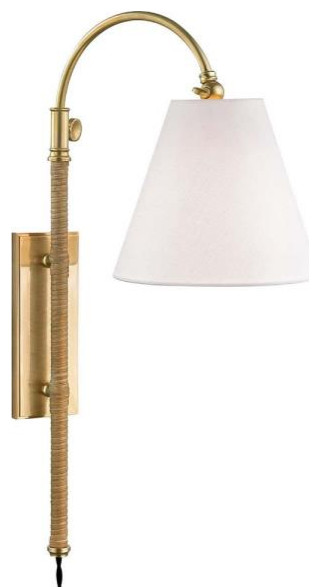 Hudson Valley Lighting Curves No.1, 1 Light Wall Sconce, Antique Brass