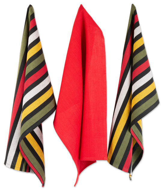 Red and black kitchen towels