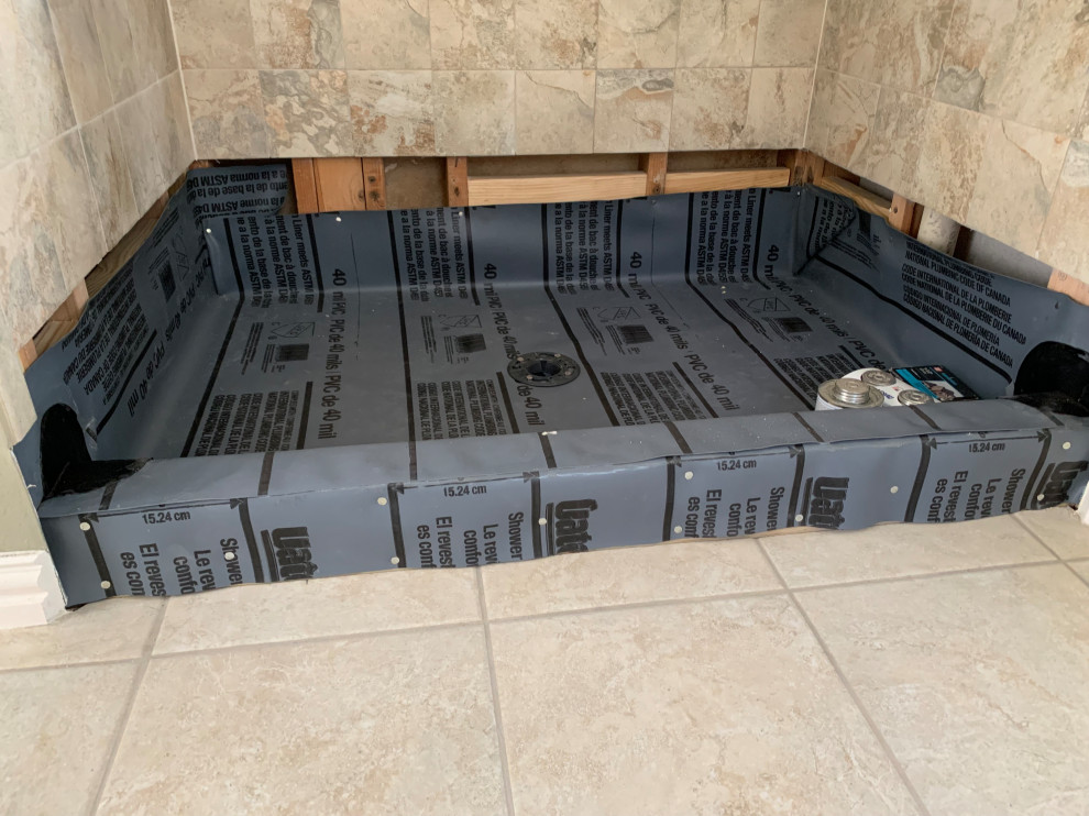 Tile Shower floor Repair- shower liner picture
