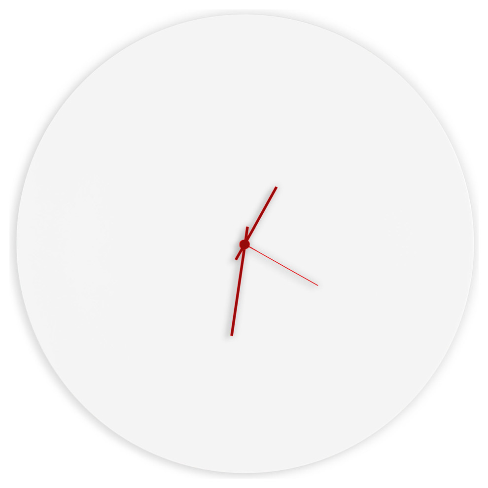Whiteout Circle Clock Large, Minimalist Modern White Metal Clocks