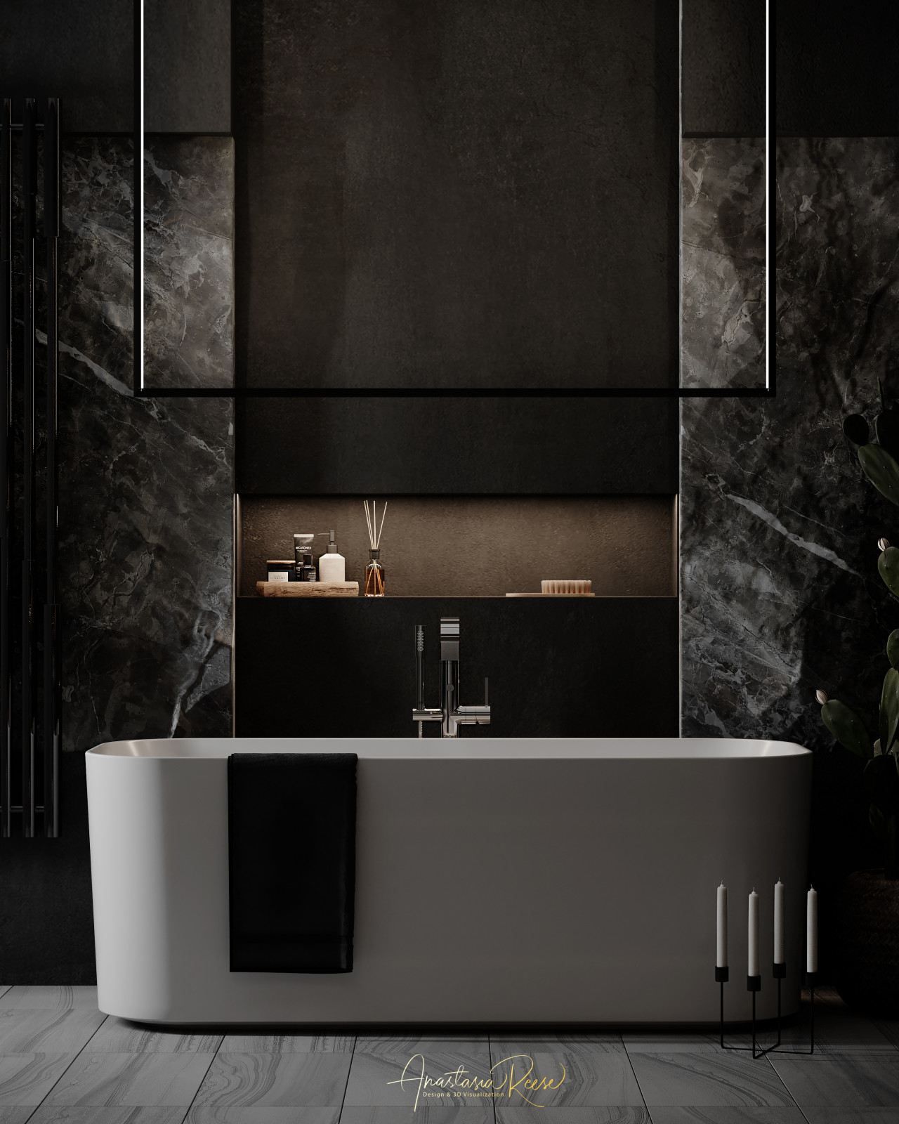 Дизайн проект ванной комнаты "Подземелье"