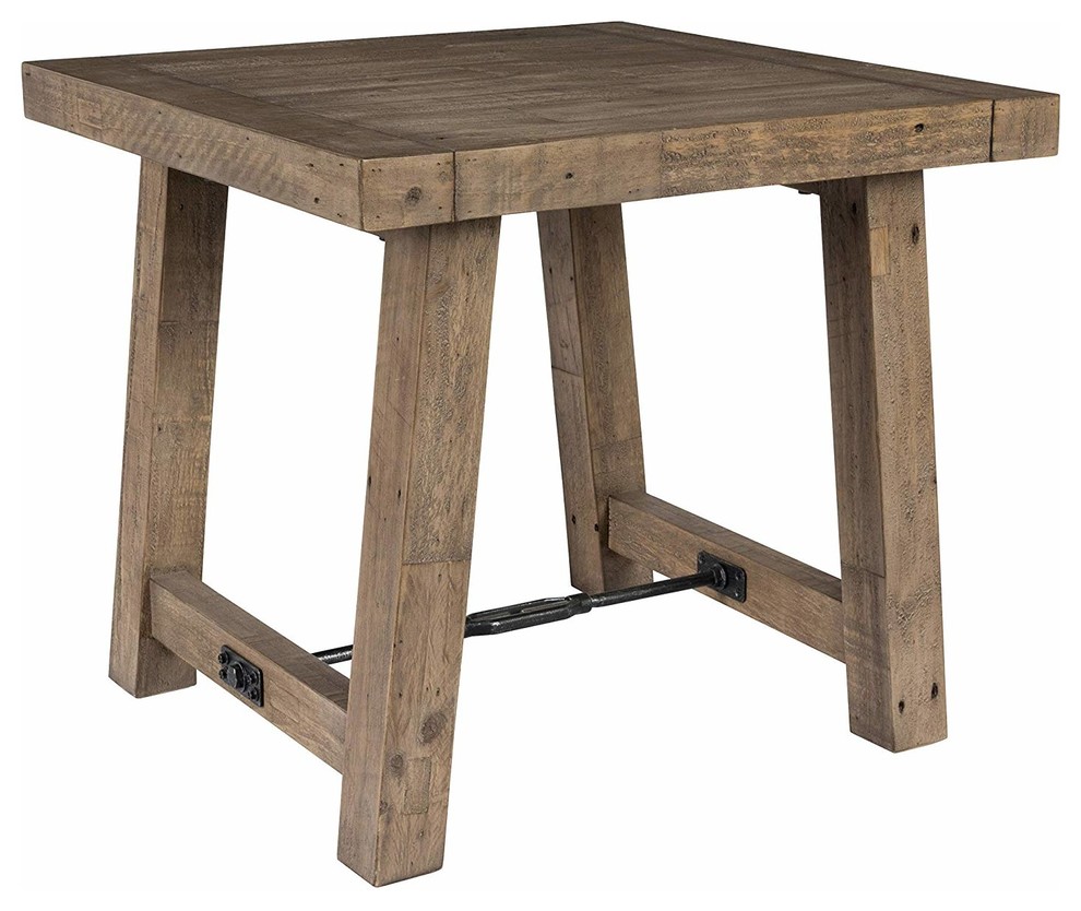 Rustic Side Table, Distressed Reclaimed Wood With Rugged Surface